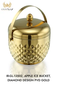 APPLE ICE BUCKET, DIAMOND DESIGN PVD GOLD